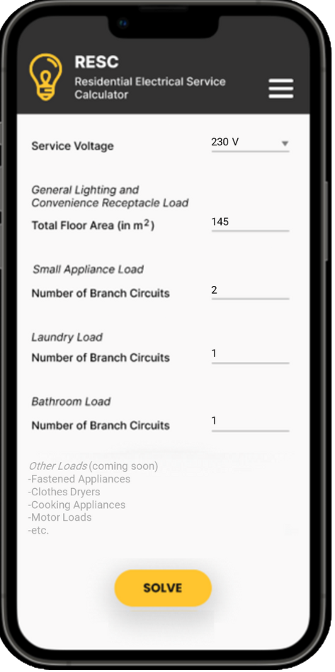 A phone screen showing a screen of the RESC application